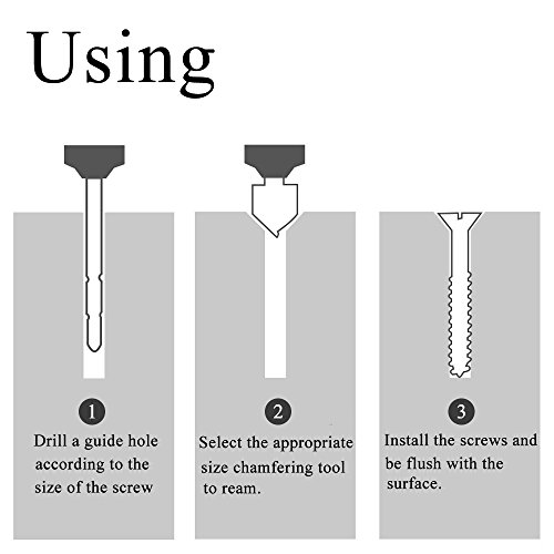 Dayree Countersink Drill Bits Center Punch Tool Sets, 6 pcs 90 Degree HSS 6 mm-19 mm Five-blade Chamfering Cutter and 1 pcs Brass Automatic Punch with 1/4'' Hex Shank for Wood Quick Change Bit