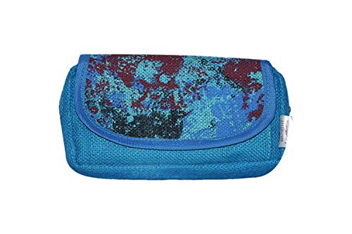 Concept Jute Accessory Case – Pencil & Makeup Kit Case – Travel Pouch – Medicine & Cosmetics Bag – Jewelry Case, Student Or Any Utility Pouch (Marine Blue Dust)