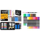 176PCS Art Supplies Sketching Kit, 34 Double Tip Brush Pens Art Markers