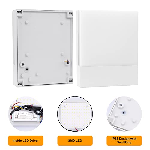 Klighten 2 Pieces 24W LED Wall Lamp Outdoor/Indoor, IP65 White Wall Sconce, Modern Aluminium Wall Light for Gardens, Hallways, Terraces, 1500 Lumen, Warm White 2700K-3000K