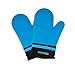 Detachable Silicone Oven Mitt - Oven Mitts with Quilted Cotton Lining - 1 Pair of Professional Heat Resistant Potholder Gloves - Washable - Blue