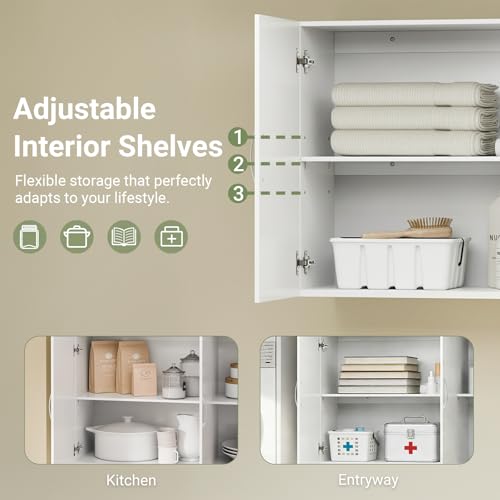 SoBuy 3-Door Bathroom Wall Cabinet - Medicine Cabinet with Adjustable Shelves Over Toilet Storage Cupboard Bathroom Cabinet Kitchen Cabinet Rangement Salle de Bain Bathroom Storage Organizer
