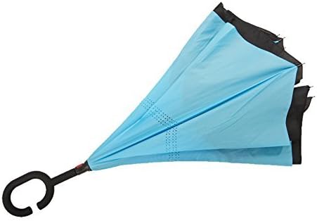 Double Layer Inverted Umbrella - Windproof - New Design (Black) (Blue)