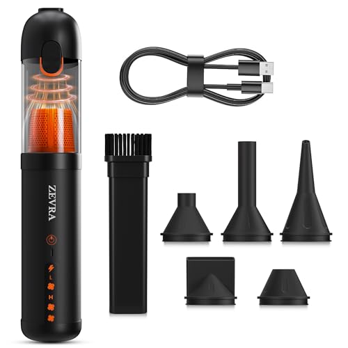 Zevra Portable Car Vacuum Cleaner 20000Pa – Rechargeable Cordless Handheld Vacuum & Air Duster, 6-in-1 High Suction Cleaner with 5 Nozzles for Car, Home & Office