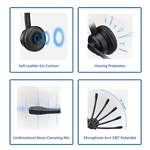 USB Headset with Microphone Noise Cancelling Binaural, Wired PC