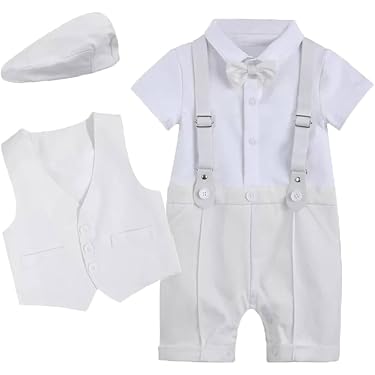 Traje De Bautizo Para Bebé Cinda - Chaleco Y Sombrero Blanco, Talla 3-6 Meses, Bordado Paloma Y Cruz