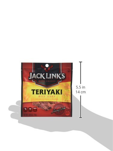 JACK LINK’S TERIYAKI BEEF JERKY MULTIPACK – (5 PACK) 0.625 OZ BAGS – READY TO EAT REAL MEAT PROTEIN SNACKS – 7G PROTEIN PER SERVING – MADE WITH 100% REAL BEEF