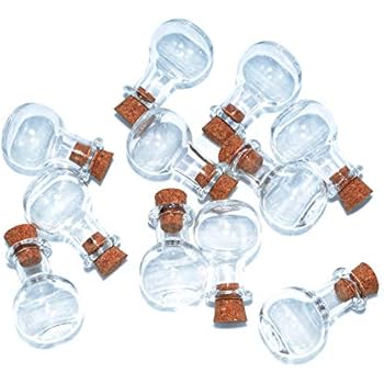 SHAOTONG 2ml Small Mini Glass Bottles Jars with Cork Stoppers.Wishing Bottle Drifting Bottle Wedding Party DIY Etc. (D-20Pcs)