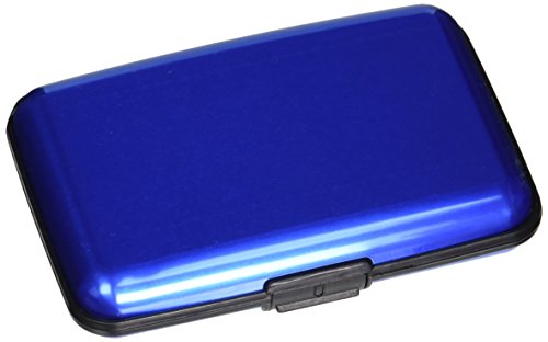 RFID Blocking Aluminum Credit Card Holder for Men & Women, Cool Slim Metal Business Card Case (Blue)