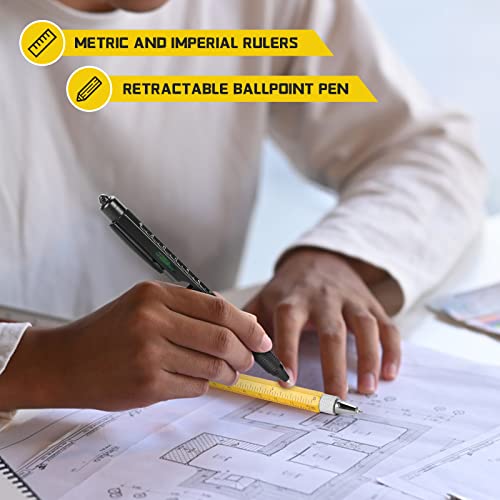 MAFEHAN 10-in 1 Multi-Tool Pen Set (2 Pack) Birthday Gifts for Men - LED Light, Stylus, Ruler, Level, Bottle Opener, Screwdriver, Ballpoint, Sim Card Remover - Stocking Stuffers Mens Gifts