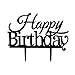 PALASASA Happy Birthday Cake Toppers Monogram Black Silhouette Acrylic Party Decorations
