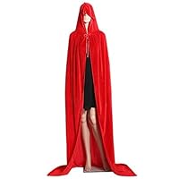 strylin Hooded Cloak Full Length Long Velvet Cape Christmas Halloween Cosplay Costumes Red