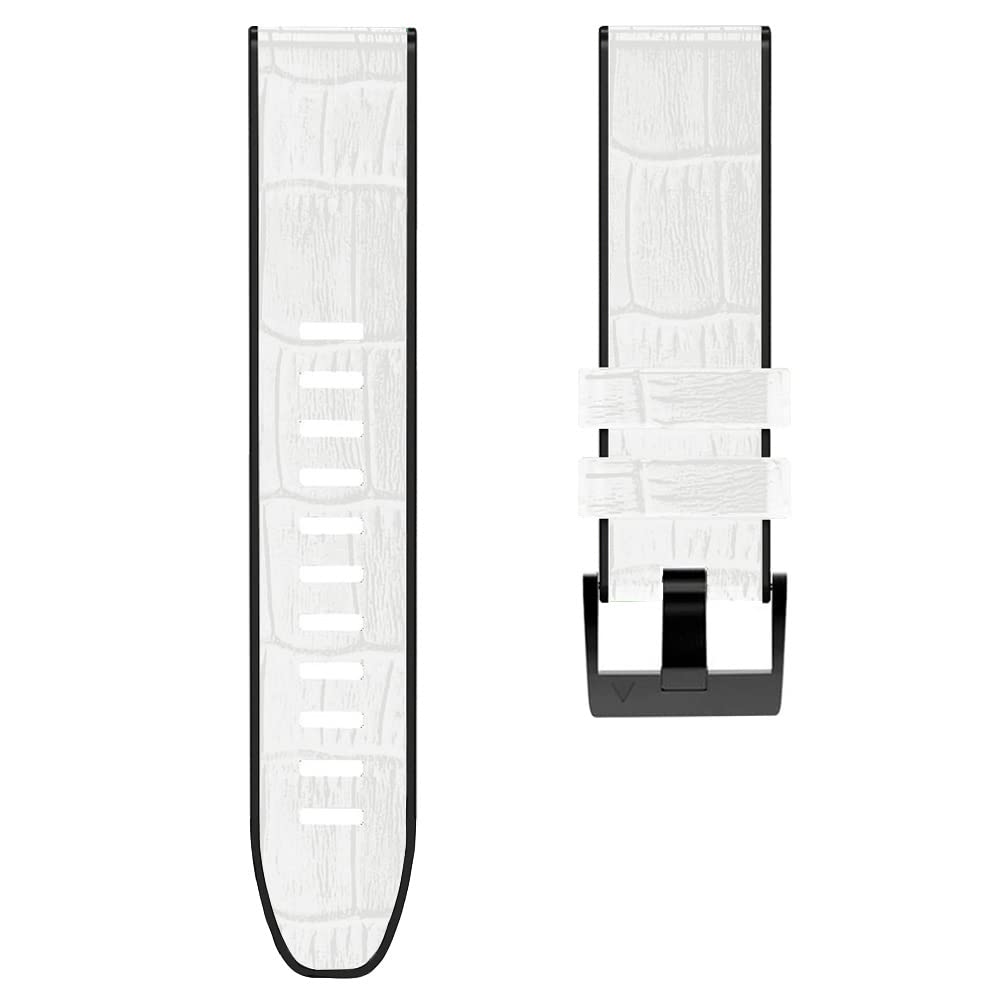 Fleshy Leaf 22mm Band Compatible for Garmin Fenix 7,Fenix 6,Fenix 6 Pro,Fenix 5,Fenix 5 Plus,Approach S60 S62,Forerunner 935 945,Wristband Soft Leather Hybrid TPU Silicone Strap (White)