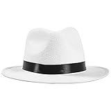 Black Fedora Gangster Hat Costume Accessory - Funny Party Hats (2 Pack - Black & White)