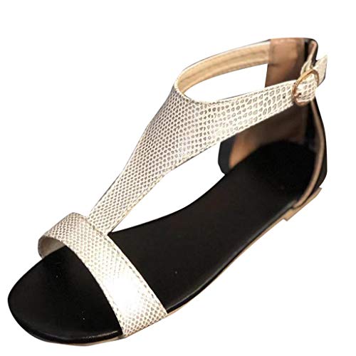 Goddesslili Women Open Toe Breathable Fashion Beach Buckle Strap Sandals Rome Casual Flat Shoes