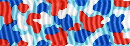 Venus Ribbon VS055C 1 1/2 Inch Patriotic Camouflage Printed Polyester Grosgrain Ribbon 5 yards Red/Multi