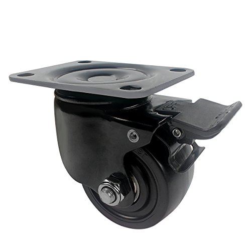 DICASAL Heavy Duty Casters, 3" Swivel Plate Caster Wheels with Brake