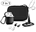 Airpods Accessories - Derhom Airpods Waterproof Silicone Hang Case Cover Anti-Lost Strap, Ear Hooks, Keychain, Headphone Accessories Storage Travel Bag Apple Airpod (Black)