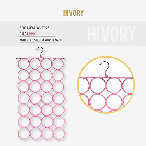 Scarf Hanger, Multiple Purpose Holder for Closet, Clutter Removing Hanger for Scarves, Shawl, Belts & Accessories (Blush Pink/Rose) - Thumbnail 4