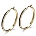 Circle Polished Shiny 18K Gold Plated Black Hoop Earrings
