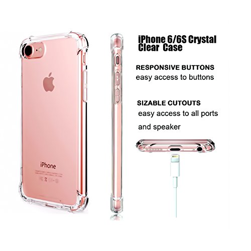 CaseHQ iPhone 6 Case, iPhone 6s Case,Crystal Clear Shock Absorption Bumper Slim Fit,Heavy Duty Protection TPU Cover Case for Apple iPhone 6/iPhone 6S (4.7 inch) -Rosegold