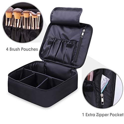 Travel Makeup Bag Large Cosmetic Bag Make up Case Organizer for Women and Girls (A-Black) 3 Travel Makeup Bag Large Cosmetic Bag Make up Case Organizer for Women and Girls (A-Black)