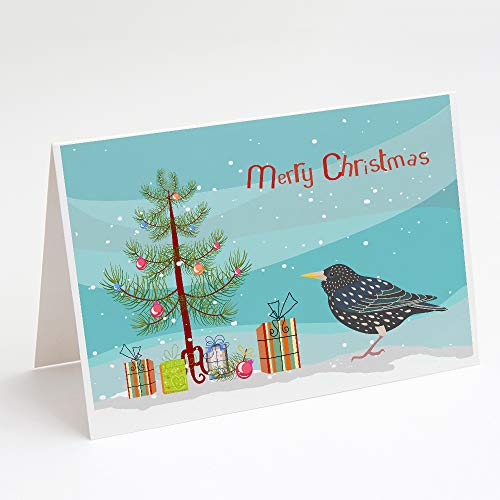 Caroline's Treasures CK4492GCA7P Starling Merry Christmas Greeting Cards and En…