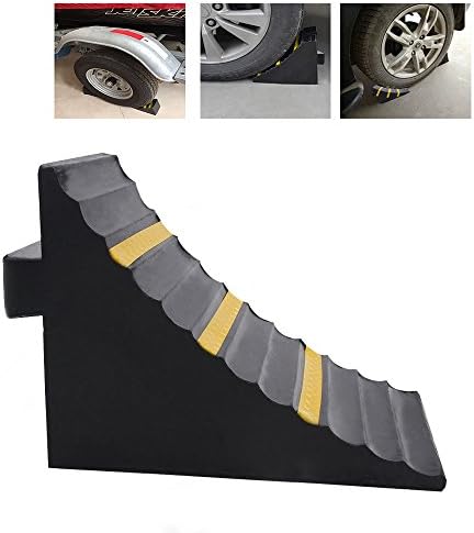 2 Pack Super Heavy Duty Solid Rubber Large Wheel Chock with Handle for Travel Trailer,Hauler Truck, Fire Truck,Commercial Vehicle and RV (XL)