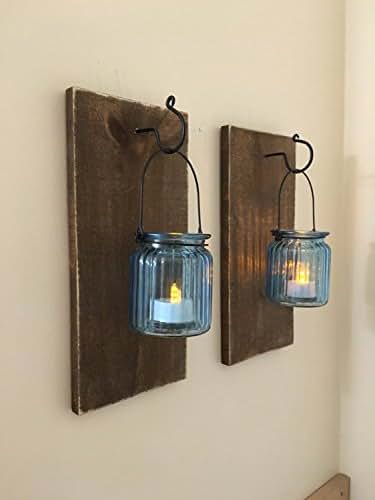 Amazon.com: Mason Jar Wall Sconce (SET OF TWO) Rustic Wall ... Amazon.com: Mason Jar Wall Sconce (SET OF TWO) Rustic Wall ... on Small Wooden Wall Sconces id=67373