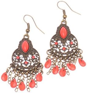 Jew: s Fashion Bohemian Boho Style Brown Beads Bronze Drop/Dangle Earrings Gift