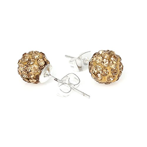 BirthdayEarrings 8mm Disco Ball Stud Earrings w/ ed Rhinestones Pave Pick Your (April) (November)