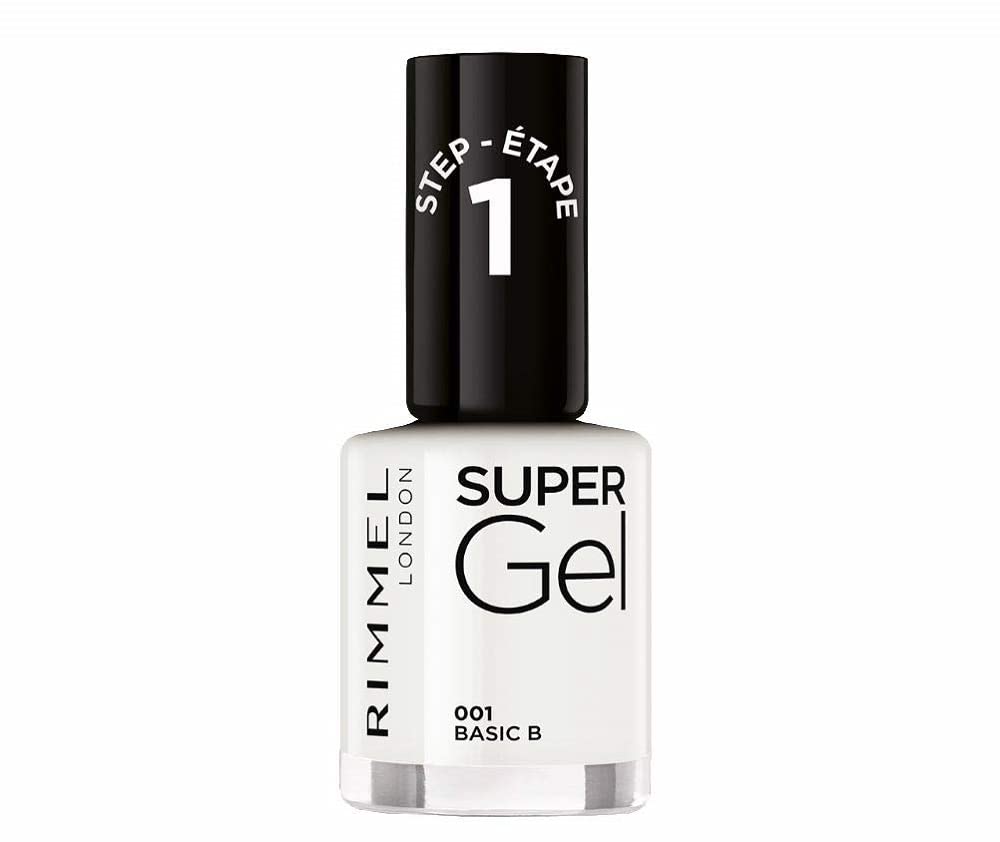 Rimmel Super Gel, 001 Basic B , Long-Lasting Nail Polish, Glazed Finish, Easy Application, Gel-like Manicure, Chip Resistant, Clean Formula, 12ml