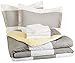 Amazon Basics Full/Queen Comforter Set with Sheets, 5-Piece Reversible Gray Stripe Bedding, Lightweight Microfiber Bed-in-a-Bag