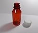 Lot of 6 Brand New Hard Round Travel Bottles 1 Ounce Amber RX Medicine Plastic Bottles w/Caps-Won't Crush Very Strong Wall and Strong Push-Down & Turn Caps. Perfect For Travel.