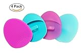Silicone Facial Cleansing Brush Soft and Medium Set (4 pack) - Deep Cleaning Brush, Exfoliating Pad, Massage Scrubber, For Sensitive Skin, Blackhead and Makeup Removal, Pore Cleansing and Baby Shower by Keklle