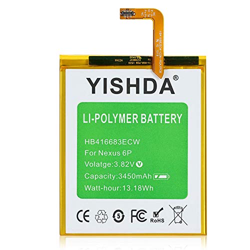 Nexus 6P Battery, YISHDA 3450mAh Replacement HB416683ECW Battery