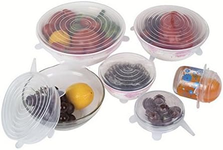 Petrista Stretchable Lids Cover Food Silicone Kitchen Picnic Outdoor Easy to Use Reusable Multi-Purpose Convenient (White)