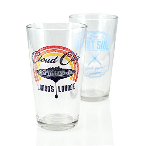 Star Wars Pint Glass Set | Retro-Themed Lando's Lounge & The Light Side Jedi Gym Pint Glasses | Set of 2 16-Ounce Glasses