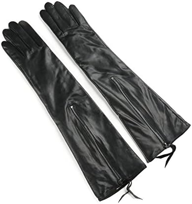 Ambesi Women's Fleece Lined Opera Long Lambskin Leather Winter Gloves
