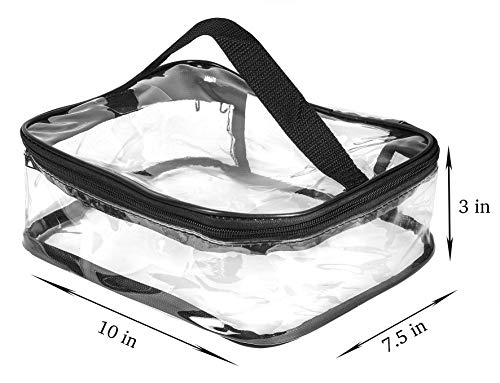 Clear Travel Cosmetic Bag Makeup Pouch, Train Case Organizer with Top Handle Large 3 Clear Travel Cosmetic Bag Makeup Pouch, Train Case Organizer with Top Handle Large