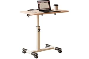 MilleLoom Overbed Table with Wheels and Tilting Desktop Mobile Standing Computer Desk Rolling Laptop Table for Couch, Adjusta