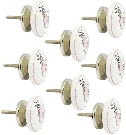 JP Hardware Pack of 8 Ceramic Pink Knobs for Cabinets & Cupboards| Drawer Pulls