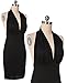 Sexy Deep V-Neck Backless Bodycon Club Dress (S) Black