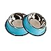 PETCEE Stainless Steel Small Dog Bowls Have Rubber Grommet Around The Bottom Set of 2