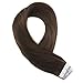 Moresoo 16 Inch Hair Extensions Tape Hair Chocolate Brown Color #4 Straight Remy Hair Soft and Silky Human Hair with Invisible Tape 40pcs/100g