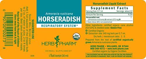 Herb Pharm Certified Organic Horseradish Liquid Extract for Respiratory System Support - 1 Ounce - Thumbnail 5