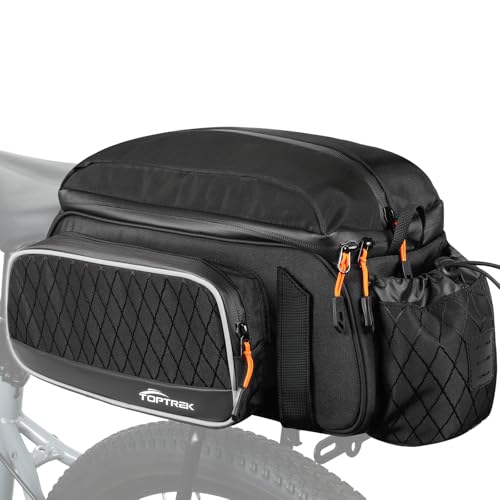 toptrek Bicycle Bags for Pannier Rack, 15L Waterproof Pannier Rack Bag, Reflective Bicycle Bags Rear Pannier Rack, 3-in-1 Pannier Rack Bags with Carry Handle and Shoulder Strap