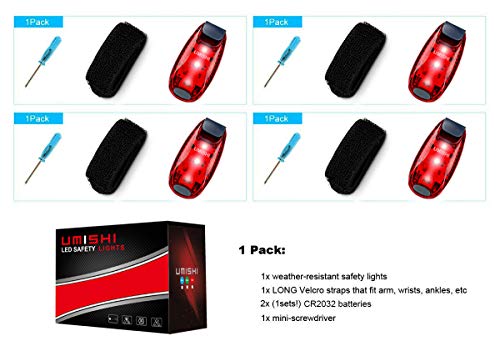 UMISHI 3 Modes LED Safety Lights 4 Packs Clip on Strobe Running Cycling Dog Collar Bike Tail Warning Light High Visibility Accessories for Reflective Gear - Thumbnail 2