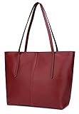 Ilishop Women's Handbag Genuine Leather Shoulder Bags Fashion Tote Bags (Winered)
