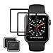 MoKo Tempered Glass Screen Protector Fit Watch 42mm, [2-Pack] Premium HD Clear Shield Cover Anti-Scratch Film Fit 42mm Series 1/2 / 3 2017, Black (Not Fit Watch 38mm)